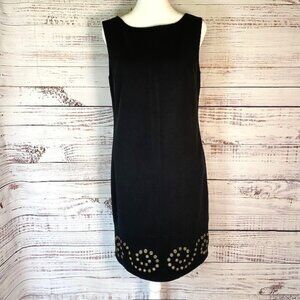 Jones New York Shift Dress Woman's Size 4 Black sleeveless knee length